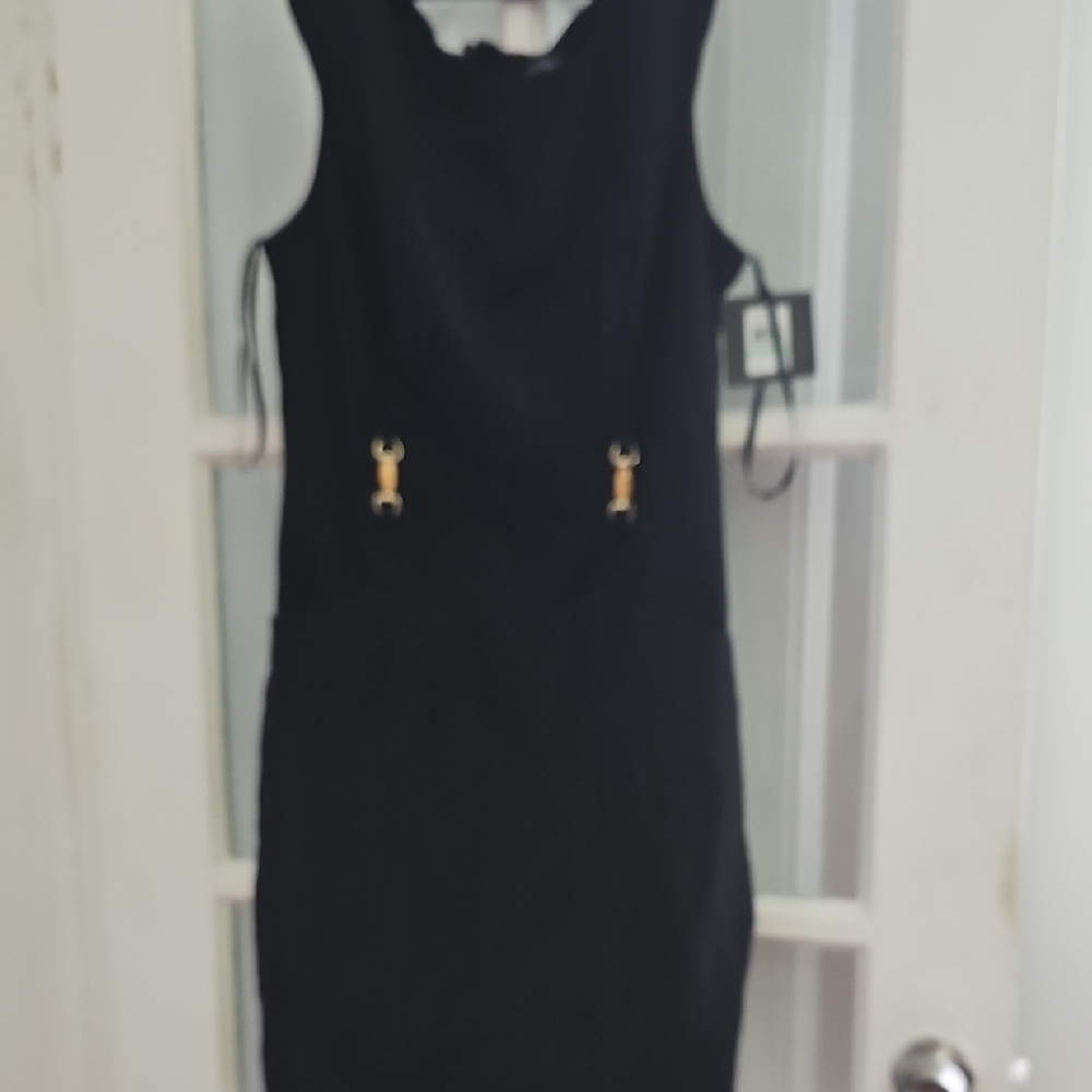 Ellen Tracy Black  Dress with Gold Accents